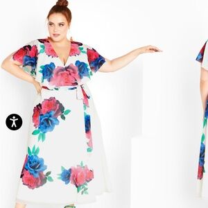 City Chic Tied Rose Maxi Dress - ivory